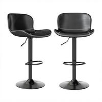 BARHOCKER 2er-Set Kunstleder Schwarz Höhenverstellbar Drehbar - Schwarz, Kunststoff (45/100/38cm)