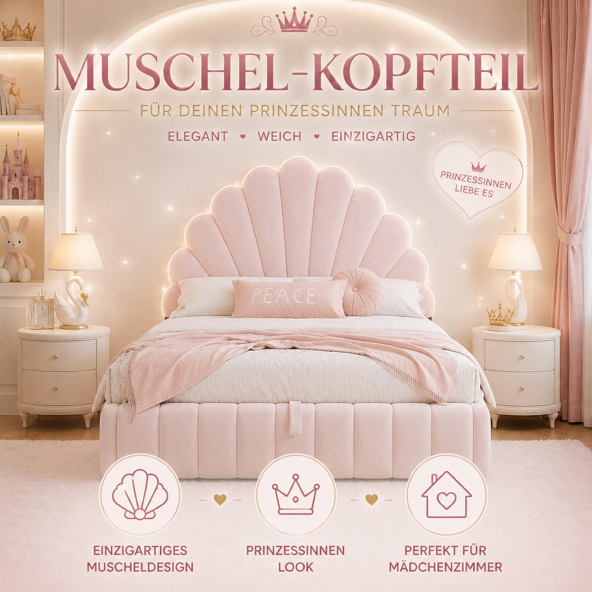 POLSTERBETT 90x200 cm Rosa Samt mit Stauraum - Pink, Textil (90/200cm) - FLIEKS