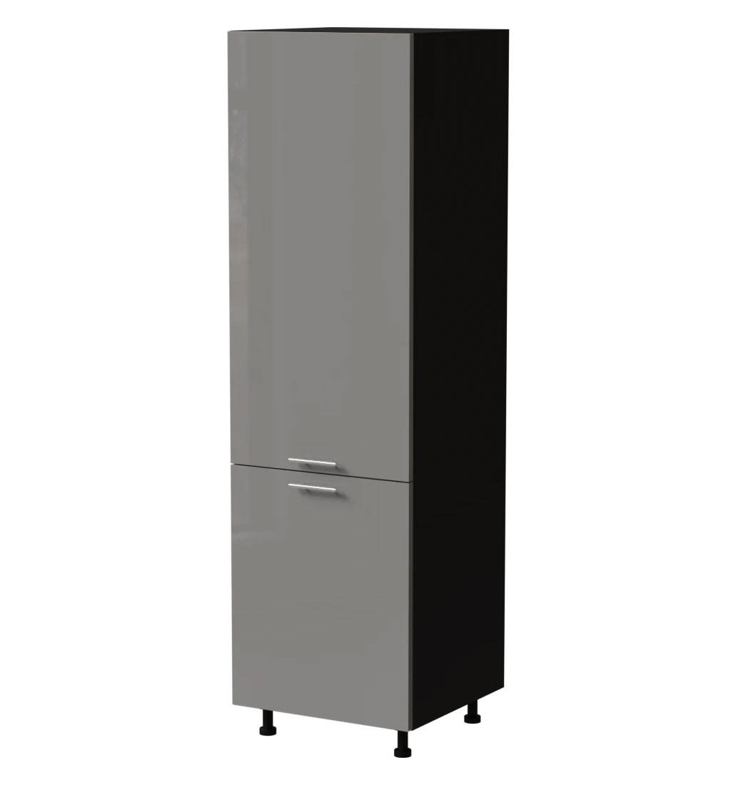 Feldmann-Wohnen Kühlschrankumbauschrank Grau, Schwarz 60x207x59 cm