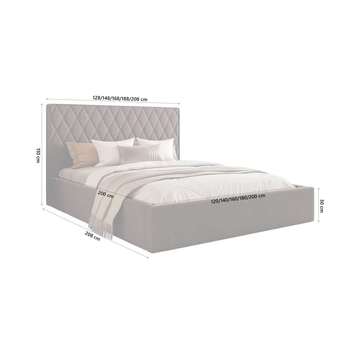 POLSTERBETT Cupo 200x200 cm, Braun - Braun, Textil (200/200cm) - Fedve