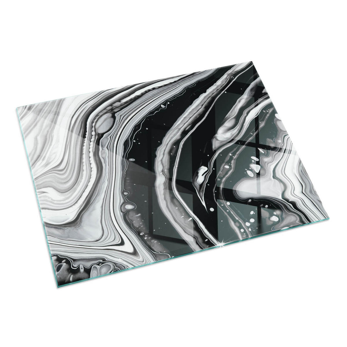 GLASPLATTE für Kamin 60x40 cm Schwarz Weiß - Multicolor, Glas (60/40/0.4cm) - ArtPrintCave