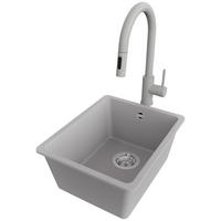 GRANITSPÜLE Venedig Slim Easy, 2-er set Grau 36/44 cm 1 Becken + Küchenarmatur 40/20 cm + Ablauf-Set ab 40er Unterschrank - Chromfarben/Grau, Kunststoff (36/20/44cm) - Primagran