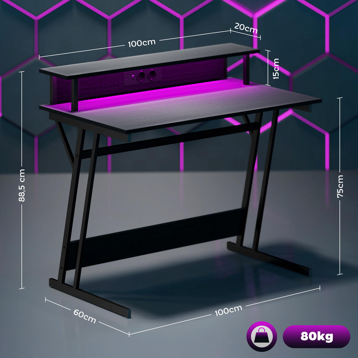 BÜROTISCH Schwarz 1 Stück - Schwarz, Holzwerkstoff (60/100/88.5cm) - GiPP