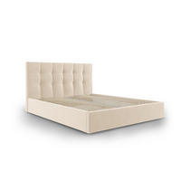 BETT mit Bettkasten und Kopfteil Phaedra aus Samt beige 180x200cm - Beige, Textil (180/200cm) - Micadoni