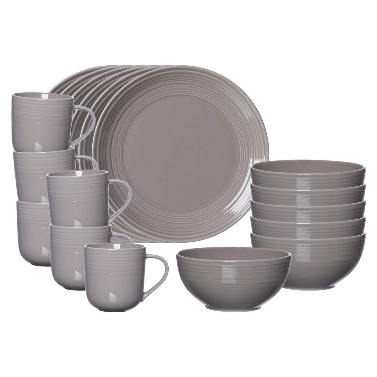 FRÜHSTÜCKS-SET Levi Grau 18er Set - Grau, Keramik (1/1/1cm) - Ritzenhoff Breker