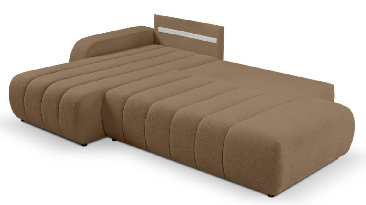 ECKSOFA Braun ALOO Mit Schlaffunktion Links Stoff Bouclé - Braun, Textil (276/176cm) - Sepro Meble