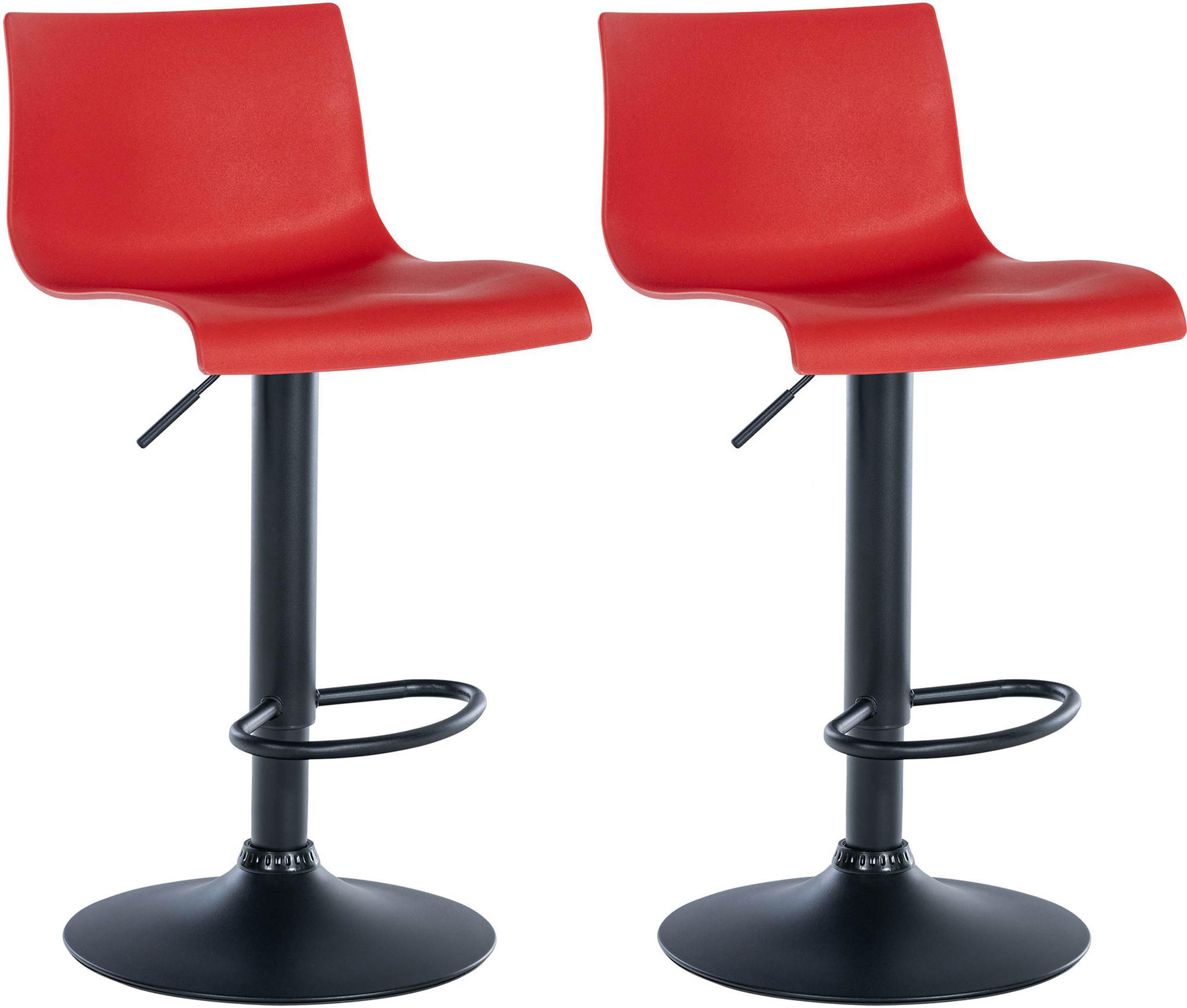 BARHOCKER 2er Set Kunststoff rot - Rot/Schwarz, Kunststoff/Textil (39/84/36cm) - CLP