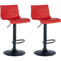 BARHOCKER 2er Set Kunststoff rot - Rot/Schwarz, Kunststoff/Textil (39/84/36cm) - CLP