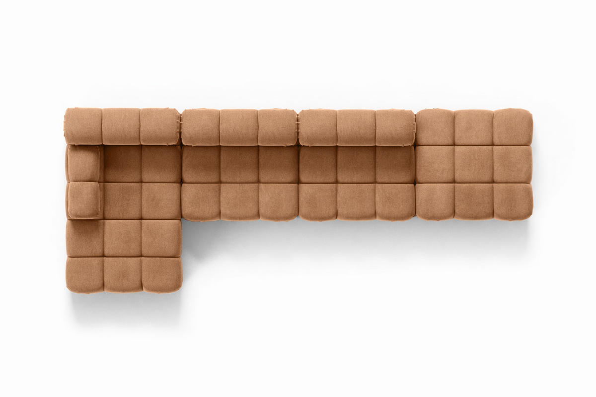ECKSOFA L-Form XL, Stoff Velours Salvador, Dunkelbeige, Links, Selia L XL - Beige, Holz (380/160cm) - Kaiser Möbel