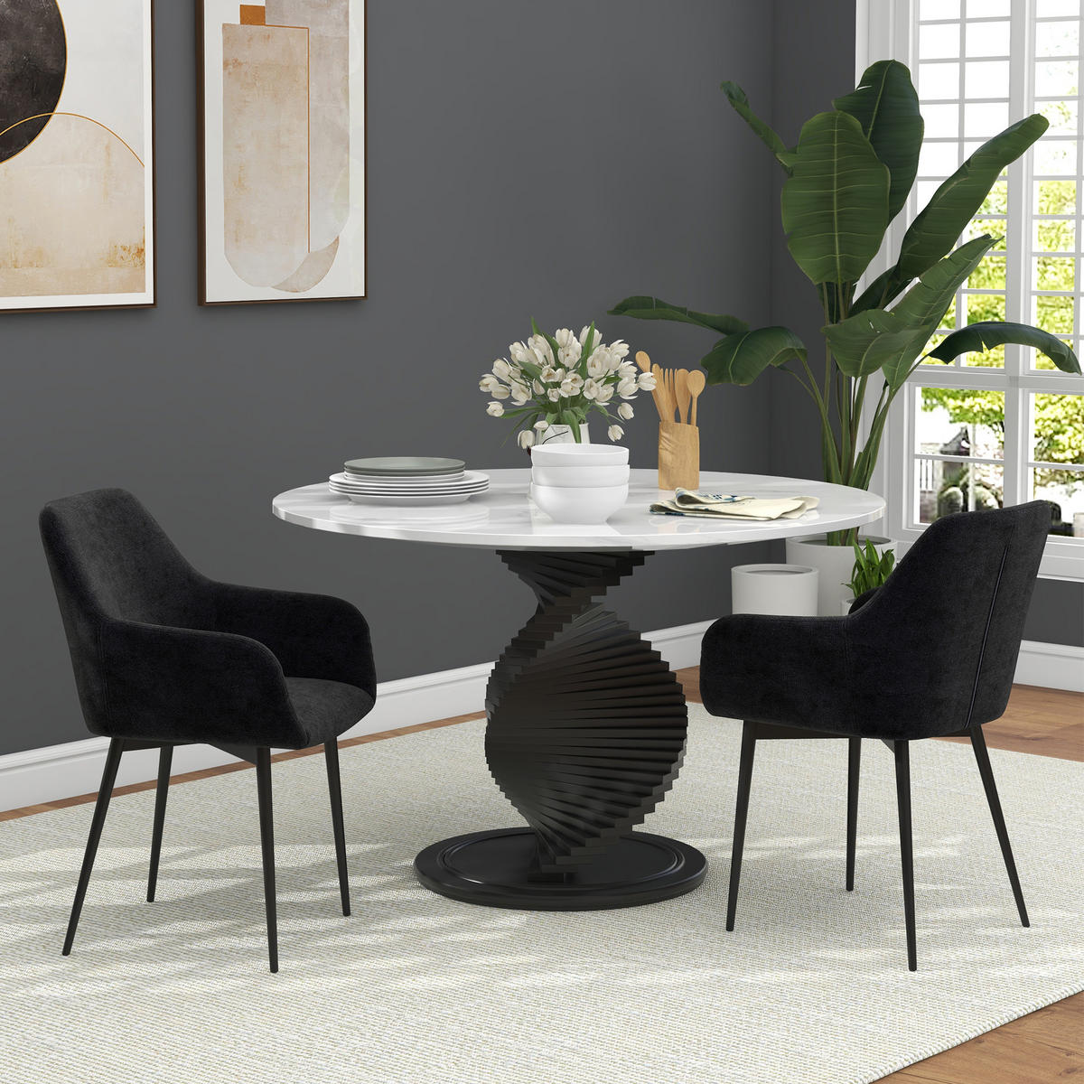 STÜHLE Schwarz 2 Stück - Schwarz, Textil (54/80/57cm) - GiPP