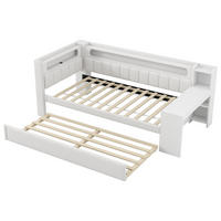 AUSZIEHBETT 90/200 cm DE-03383, mit LED, Ausziehbett und Schreibtisch, in Weiß - Weiß, Holzwerkstoff (90/200cm) - ComfortXL