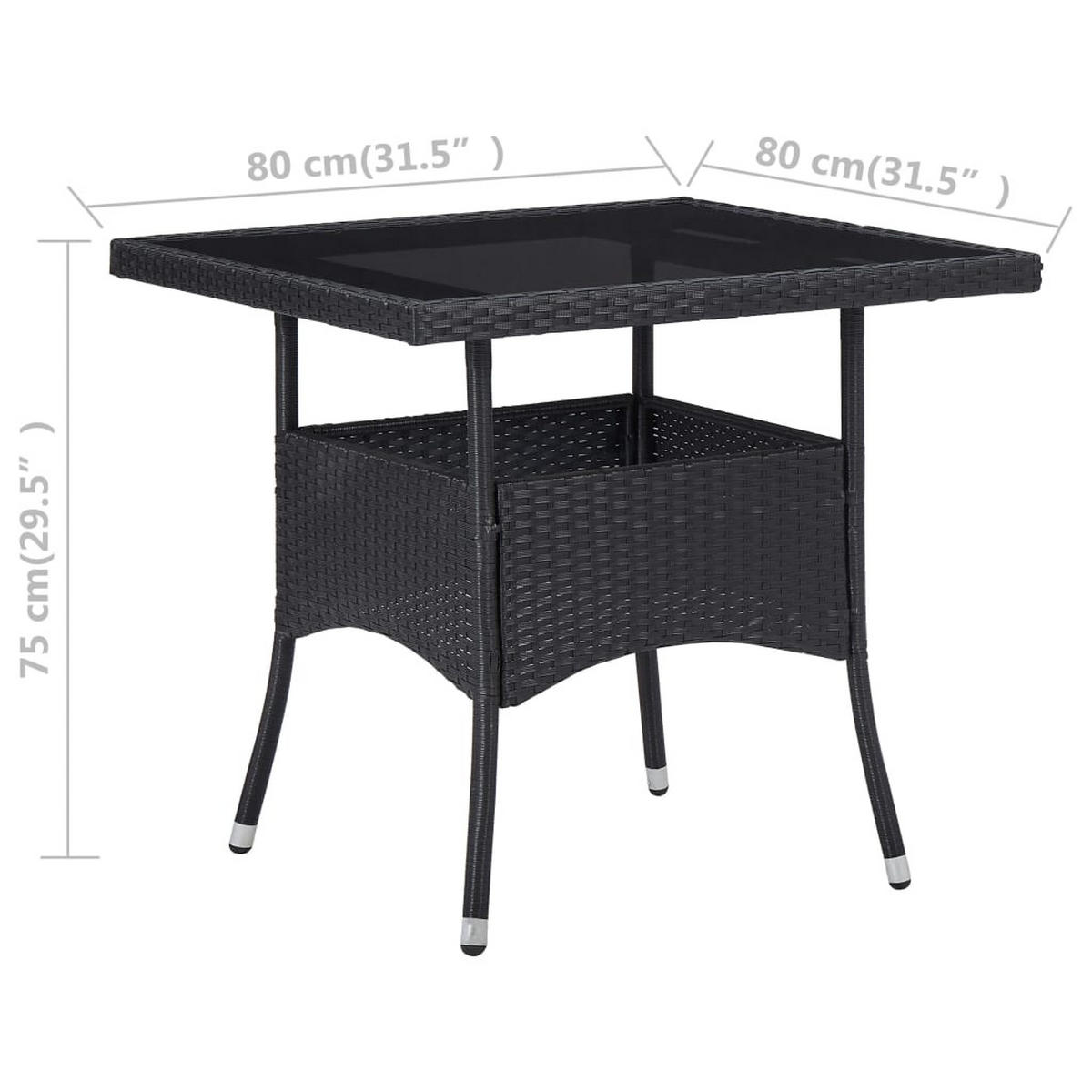 GARTENTISCH Tischmund 80/75/80 cm - Schwarz, Naturmaterialien (80/80/75cm) - ZMH