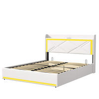 POLSTERBETT 140x200 cm, Weiß, mit LED & USB - Weiß, Textil/Metall (140/200cm)