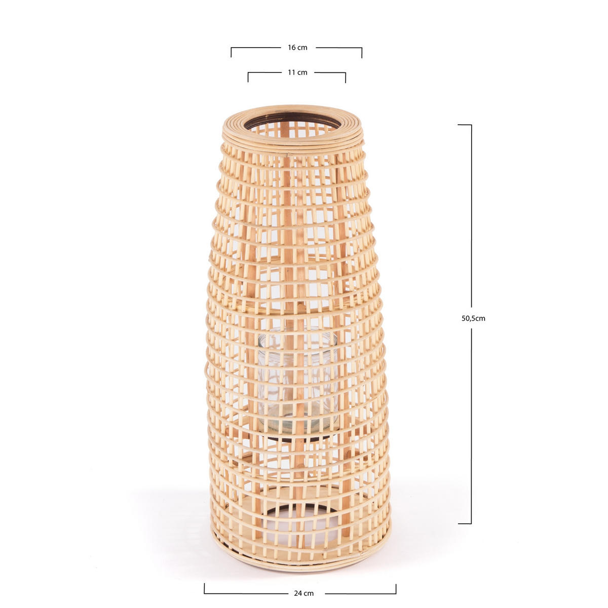 LATERNE Iva 50 Bambus, mit Windlicht-Glaseinsatz naturfarben - Naturfarben, Holz (25/50/25cm) - CREEDWOOD