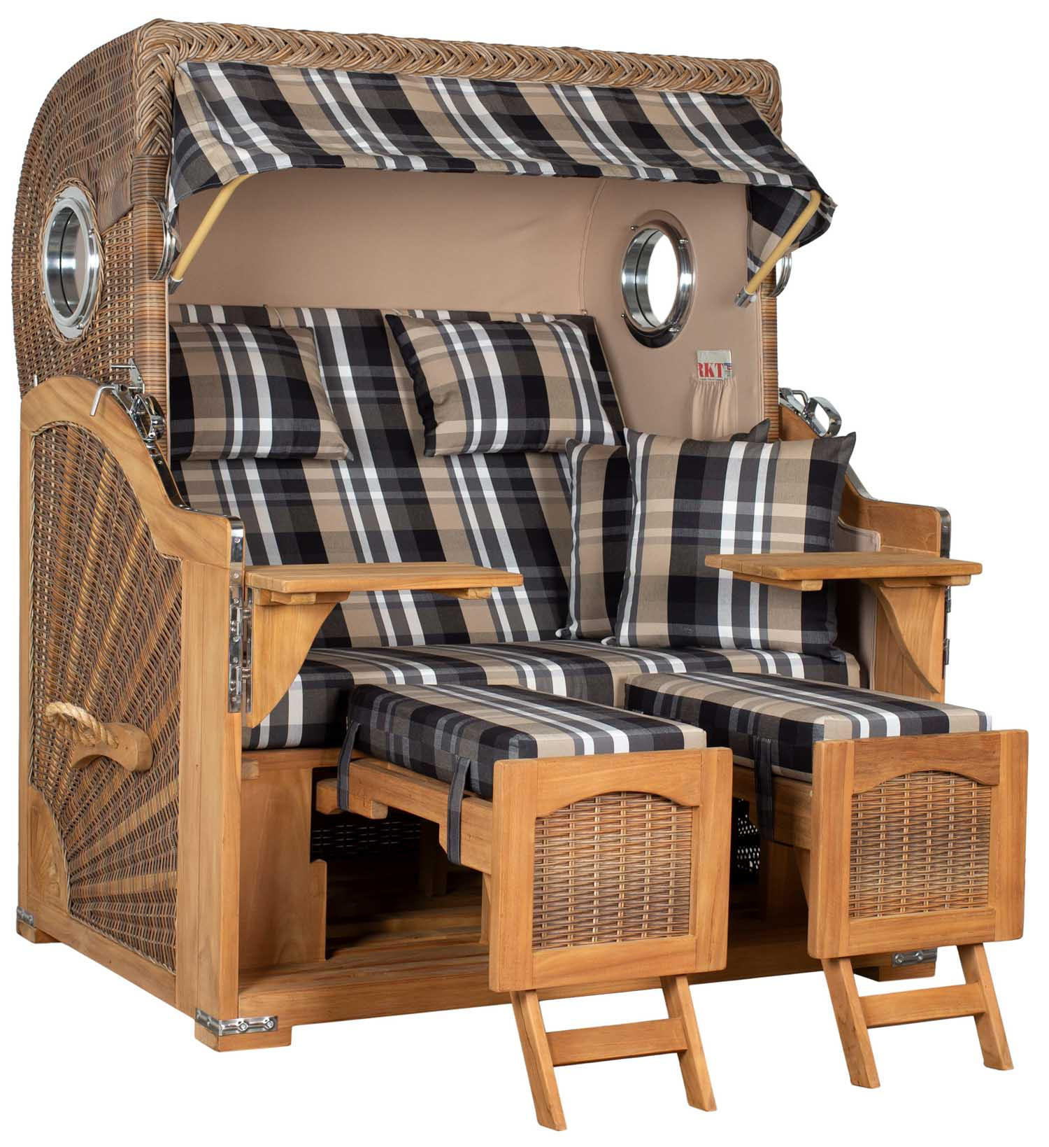 STRANDKORB XXL Düne Grande Teak Banana - Braun, Metall (142/170/95cm) - Mr. Deko