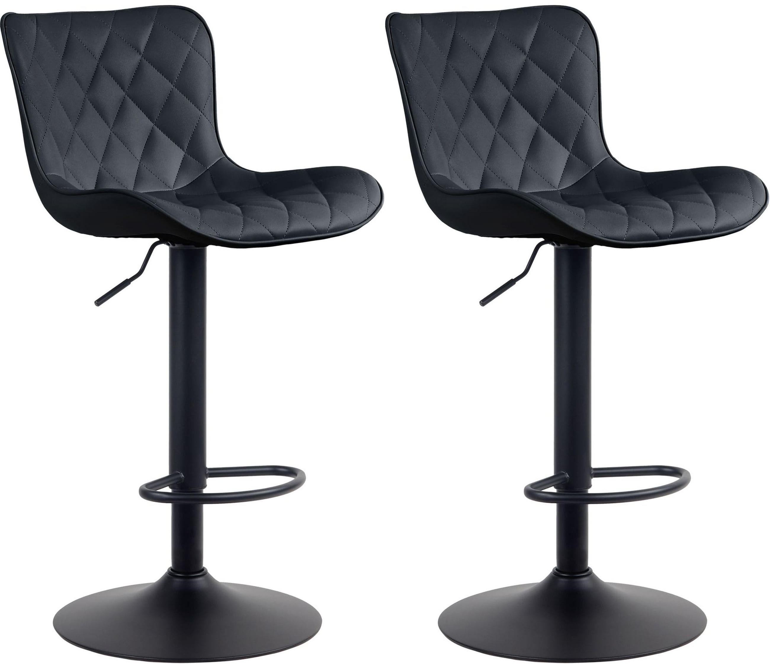 BARHOCKER 2er Set Emil Kunstleder schwarz - Schwarz, Kunststoff/Metall (48/107/54cm) - TPFLiving