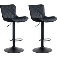 BARHOCKER 2er Set Emil Kunstleder schwarz - Schwarz, Kunststoff/Metall (48/107/54cm) - TPFLiving