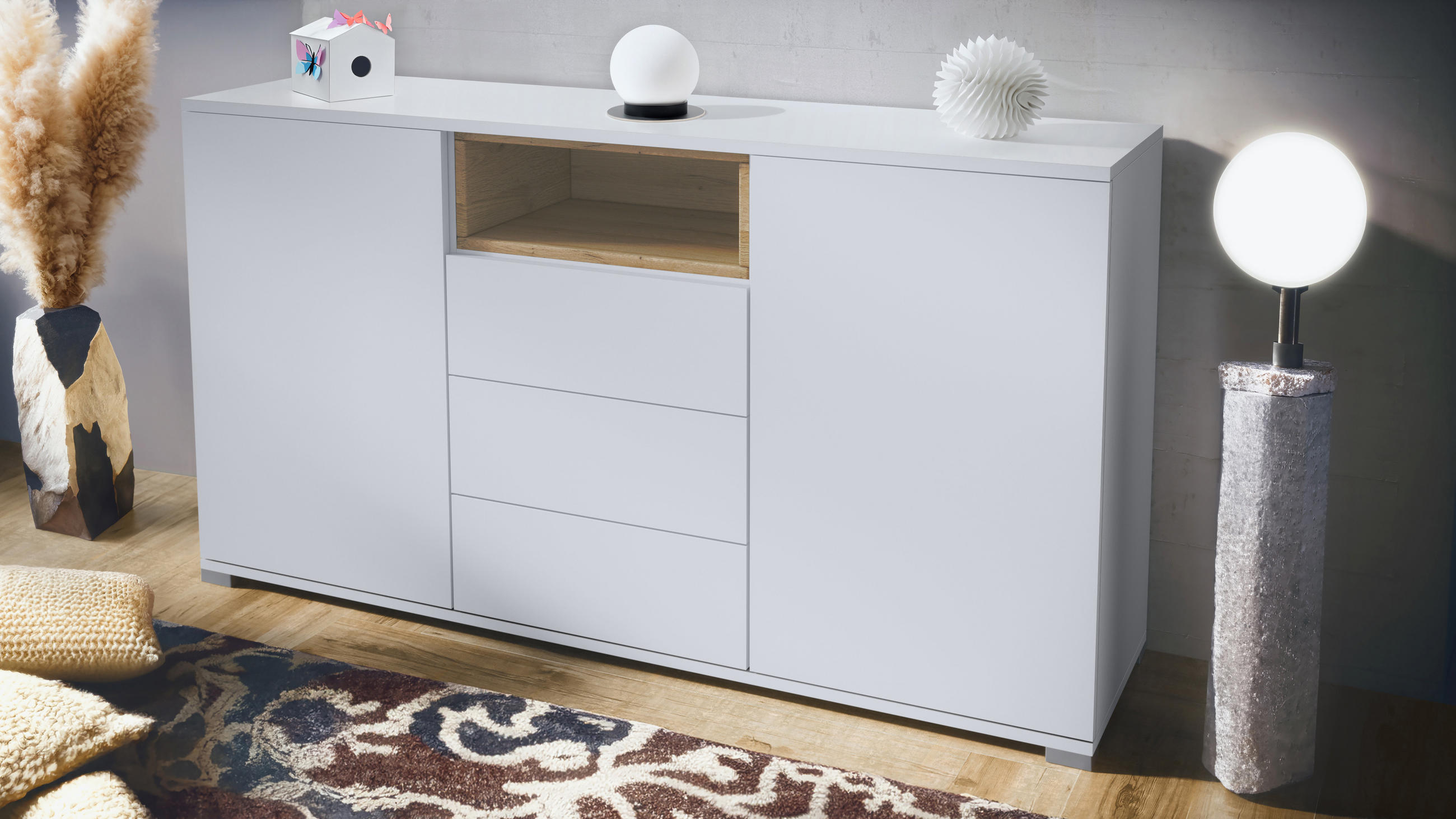 SIDEBOARD Skadu Eiche Natur - Eichefarben, Holzwerkstoff (138.5/75.5/35cm) - Vladon