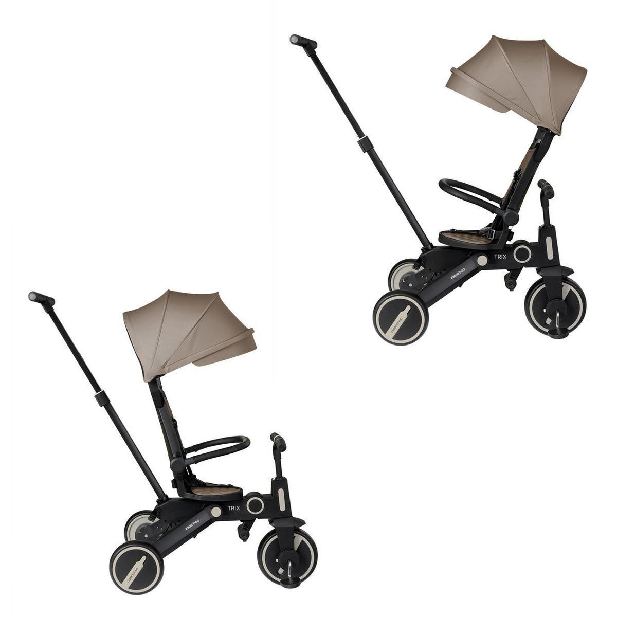 DREIRAD Trix 3 in 1 beige Schiebegriff, Sonnendach faltbar, Gurt - Beige, Metall (95/51/94cm) - Kikka boo