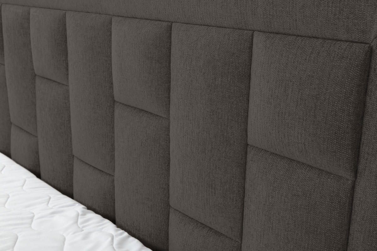 BOXBETT VENEZIA mit 2 Bettkästen, Maße: 180x200 cm, Farbe: Dunkelgrau , Velourstoff, mit Bonell-Matratze inkl. Topper - Dunkelgrau, Holz/Kunststoff (180/200cm) - VENASI MÖBEL