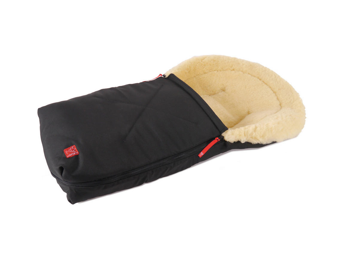 LAMMFELL-BABYSCHALENFUSSSACK Emma, black - Schwarz, Fell (37/7/80cm) - Kaiserbaby
