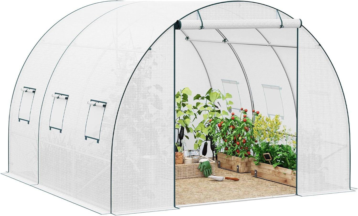 GEWÄCHSHAUS Winterfest, 300x300x200 cm, Weiß - Weiß, Textil/Metall (300/200/300cm) - Woltu