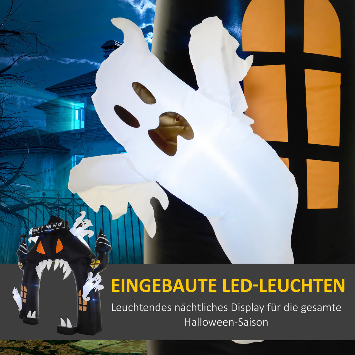 HALLOWEEN 300 cm Große, LED-Beleuchtung - Schwarz, Kunststoff (300/300/76cm) - Outsunny