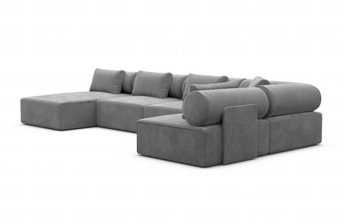 WOHNLANDSCHAFT Cipriani Dunkelgrau Samtstoff - Dunkelgrau, Kunststoff (400/77/200cm)