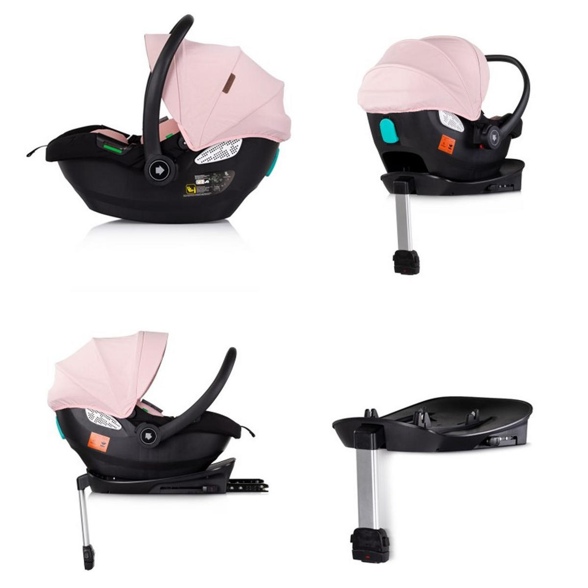 BABYSCHALE SET Isofix Duo Smart pink Duo Smart i-Size verstellbare Kopfstütze - Pink, Kunststoff (40/58/66cm) - Chipolino