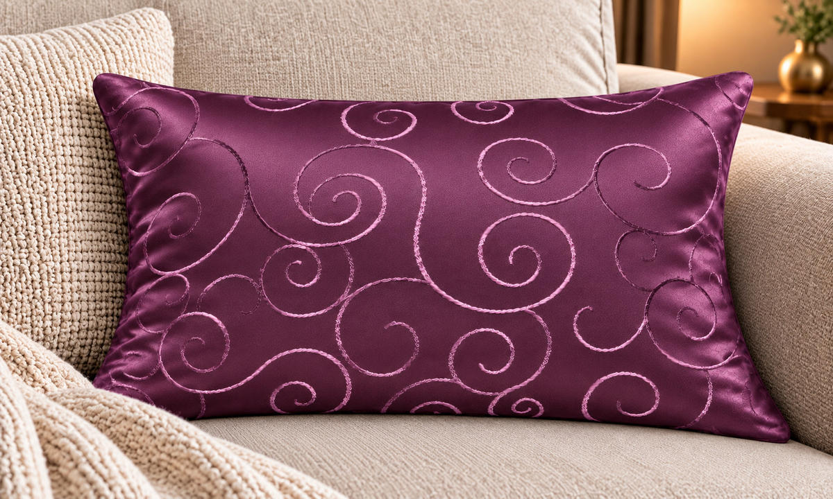 KISSENBEZUG 30x50 cm Lila Damast Circle - Lila, Textil (30/50cm) - TiborTex