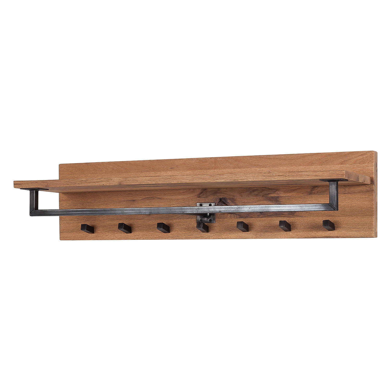 WANDGARDEROBE - Wildeiche massiv - Eichefarben, Holz/Metall (100/24/30cm) - home24