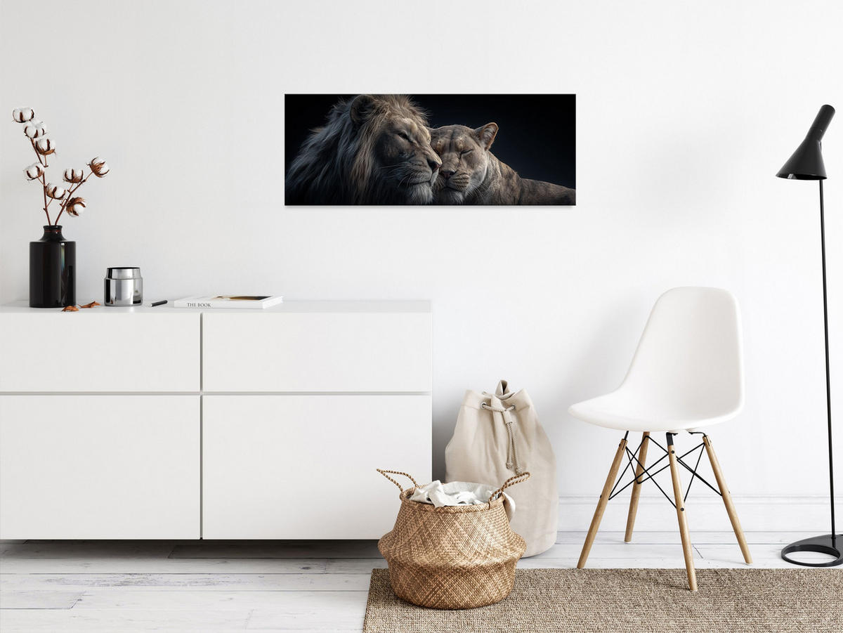 GLASBILD 80x30 cm Löwen - Beige, Glas (80/30cm) - artissimo