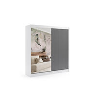 KLEIDERSCHRANK VILAN mit Spiegel - 200 cm - Weiß|Schwarz - Schwarz/Weiß, Holzwerkstoff (200/215/61cm) - ALTDECOR