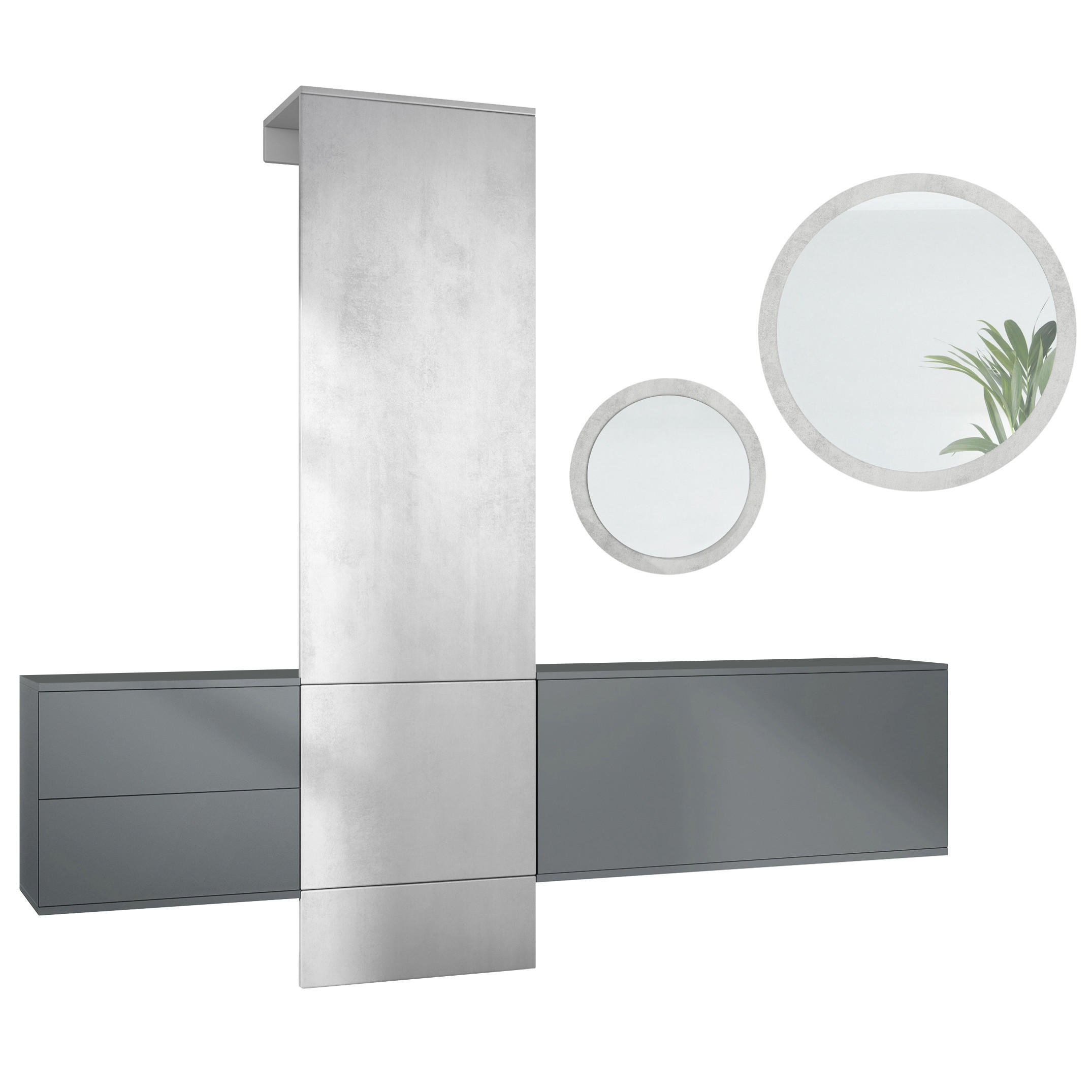 GARDEROBE DualVista Beton Oxid Optik - Hellgrau, Holzwerkstoff (208/193/35cm) - Vladon