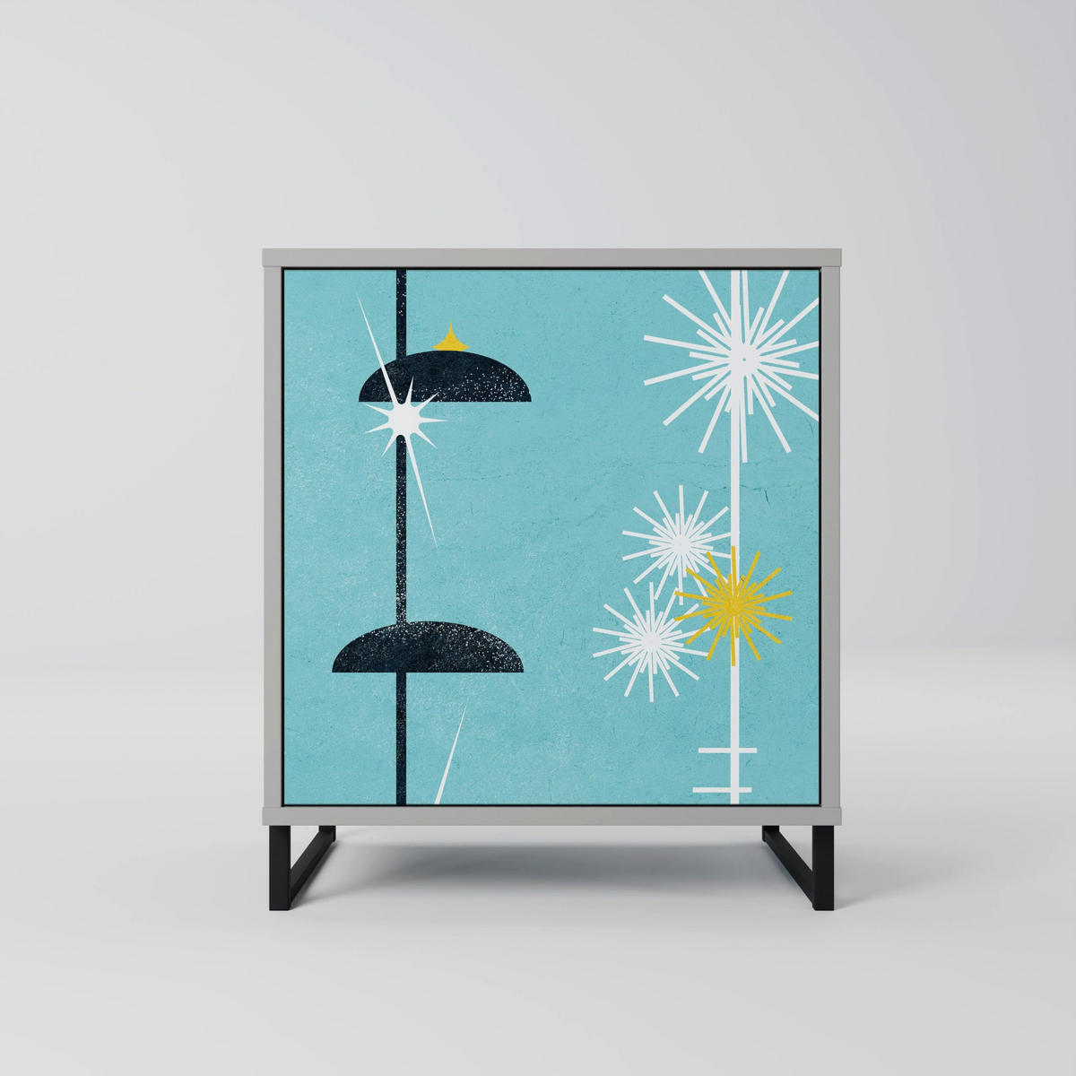 SIDEBOARD PATHS TO HAPPINESS, Grau, 57,5x42x57,5 cm, Ohne Füße - Multicolor/Grau, Holzwerkstoff (57.5/57.5/42cm) - SpaceRebels