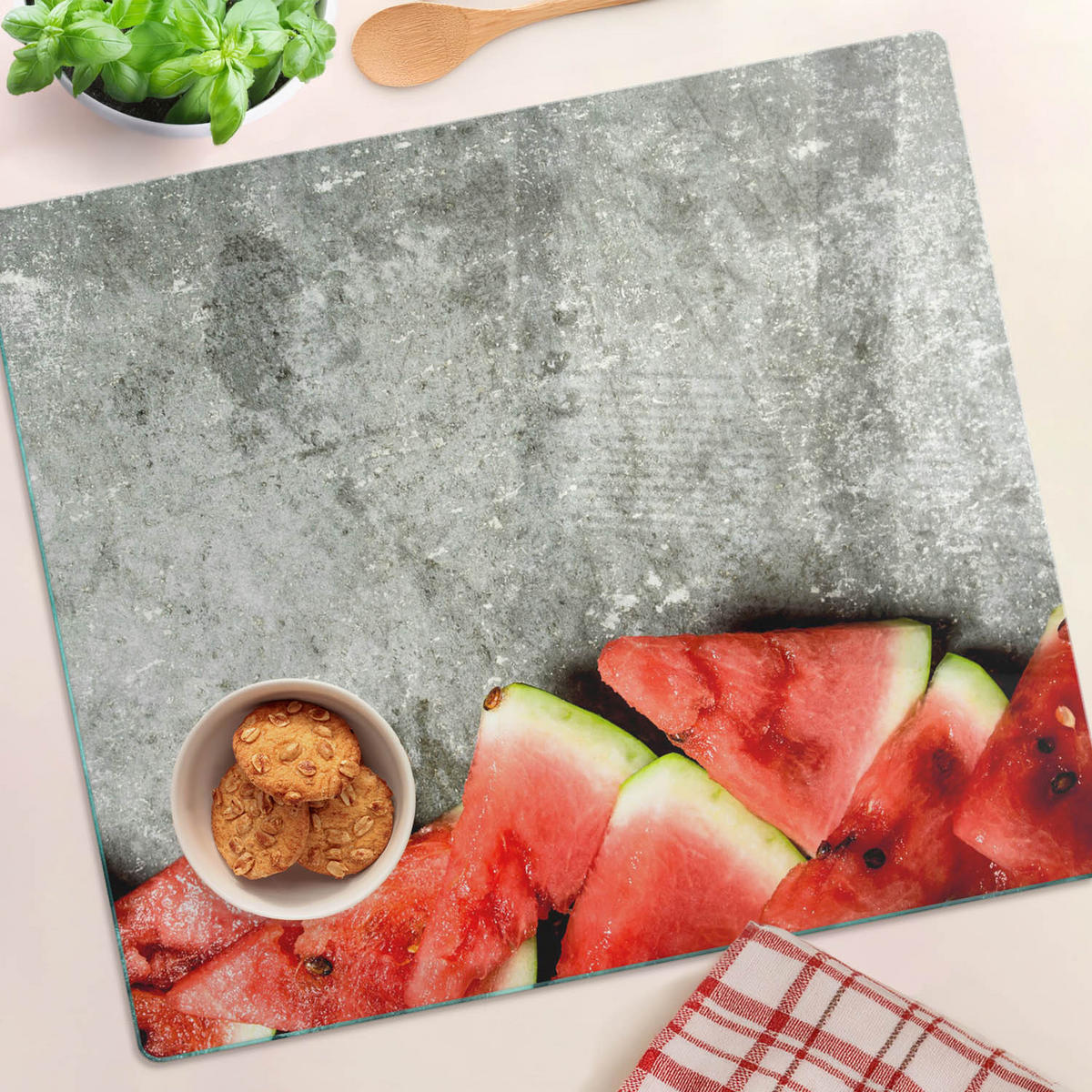 GLASPLATTE 60x52 cm Wassermelone - Rot, Glas (60/0.4/52cm) - TULUP