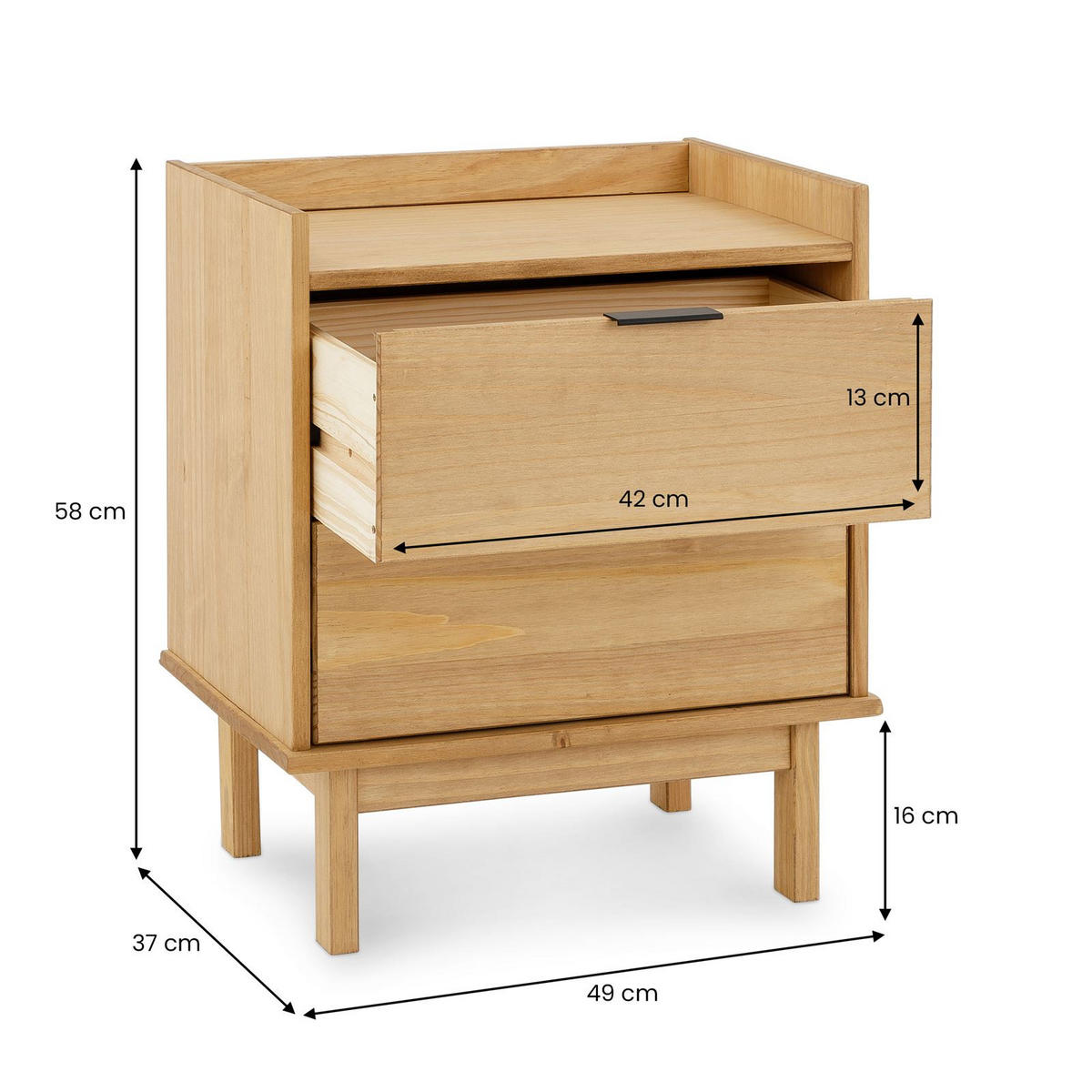 NACHTTISCH TEPERA braun - Braun, Holz (50/58/38cm) - IDIMEX