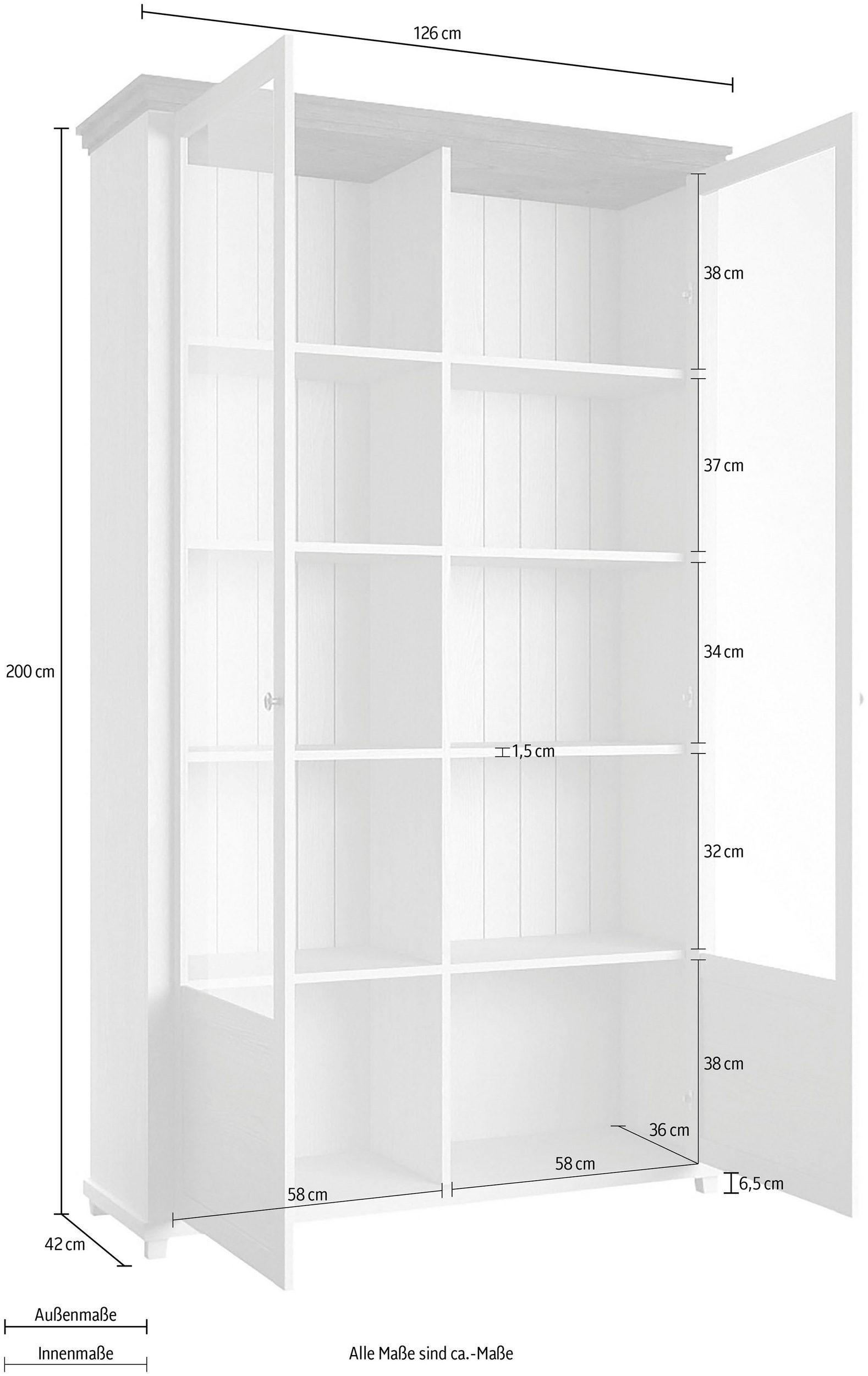 Thumbnail - Feldmann-Wohnen Vitrine, Grün, Holz, 8 Fächer, Rechteckig, 126x200x42 cm, Wohnzimmer, Wohnwände, Vitrinenschränke