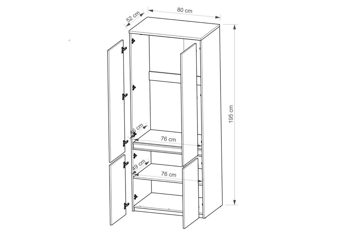 KLEIDERSCHRANK ARCO 01 80 cm in Weiß Arctic Matt / Wotan Eiche - Eiche Wotan/Weiß, Holzwerkstoff (80/195/52cm) - Deine Möbel 24