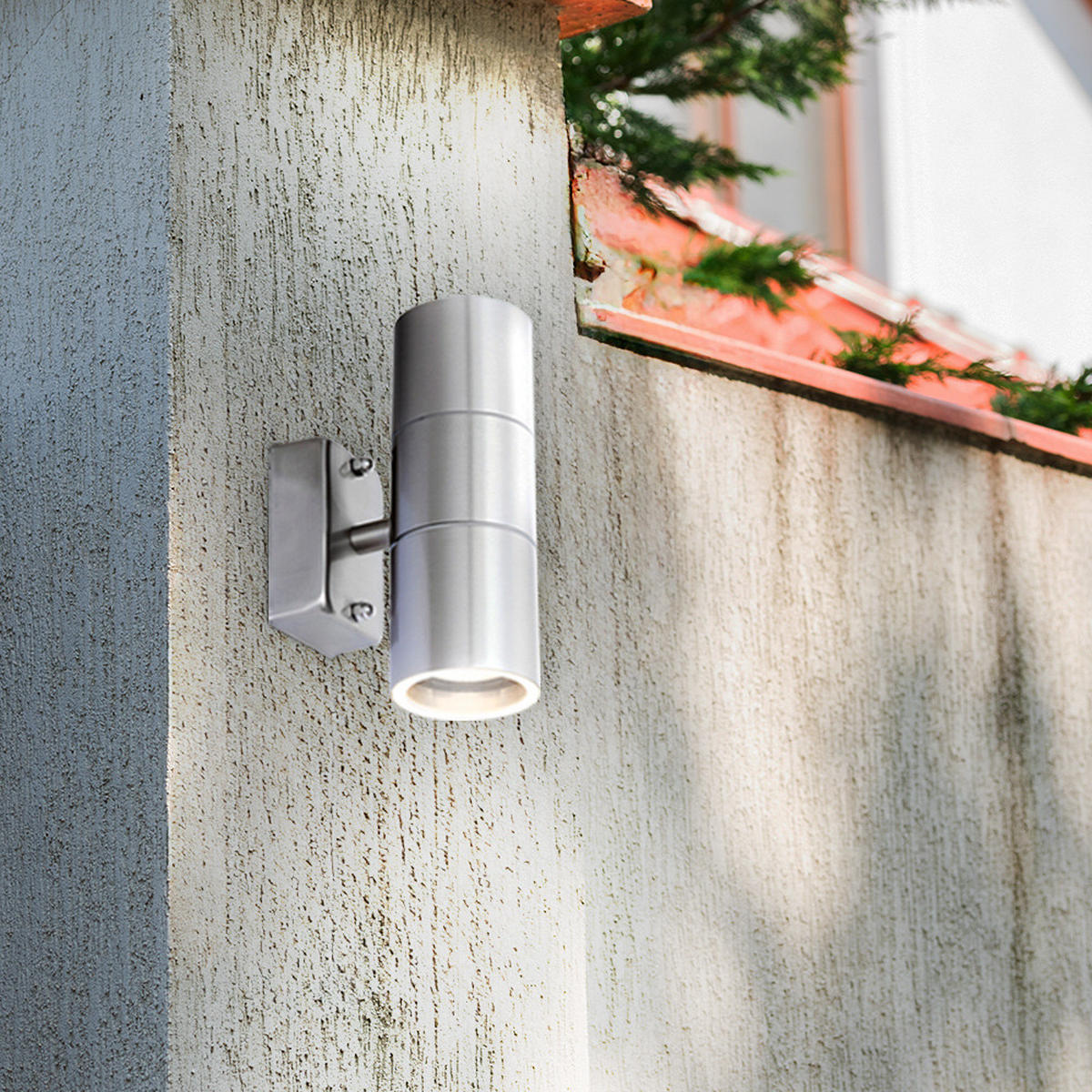 LED AUSSEN-WANDLEUCHTE STYLE Edelstahl Silber 4er Set - Silberfarben, Glas (6/16.5/10.4cm)