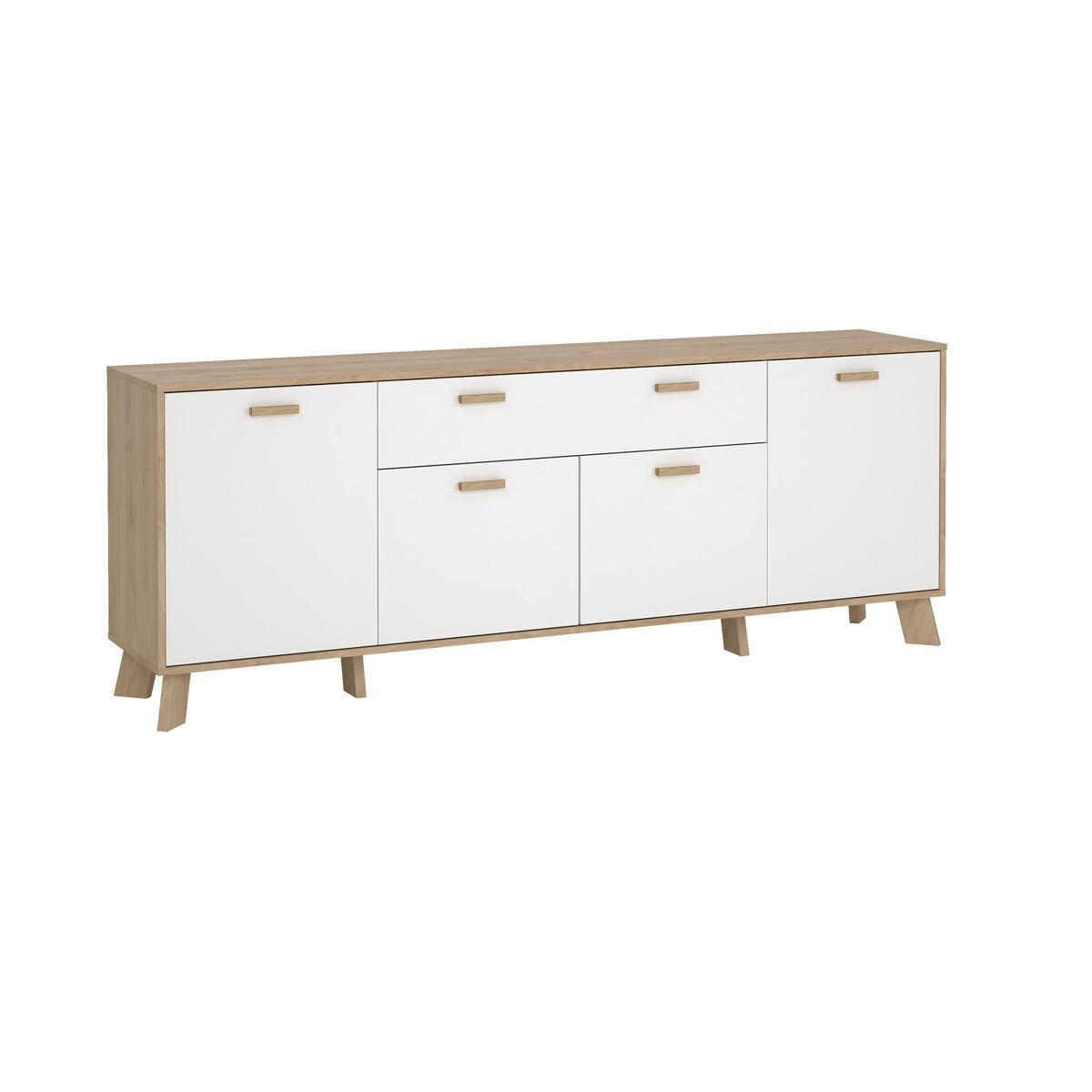 ANRICHTE mit 4 Türen, 1 Schublade Eiche Dekor und weiß storm 195,7/39,1/73 cm - Weiß, Holzwerkstoff (39.1/73/195.7cm) - Calicosy