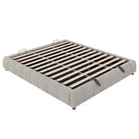 POLSTERBETT 180/200 cm Beige ohne Kopfteil mit LED-Beleuchtung und hydraulischem Stauraumrahmen - Beige, Textil (180/200cm) - OKWISH