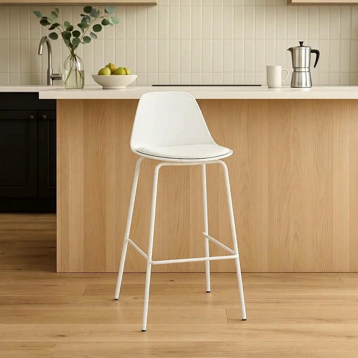 BARHOCKER COOKIE Mini weiß - Schwarz, Metall (41/86/41cm) - Légia Home