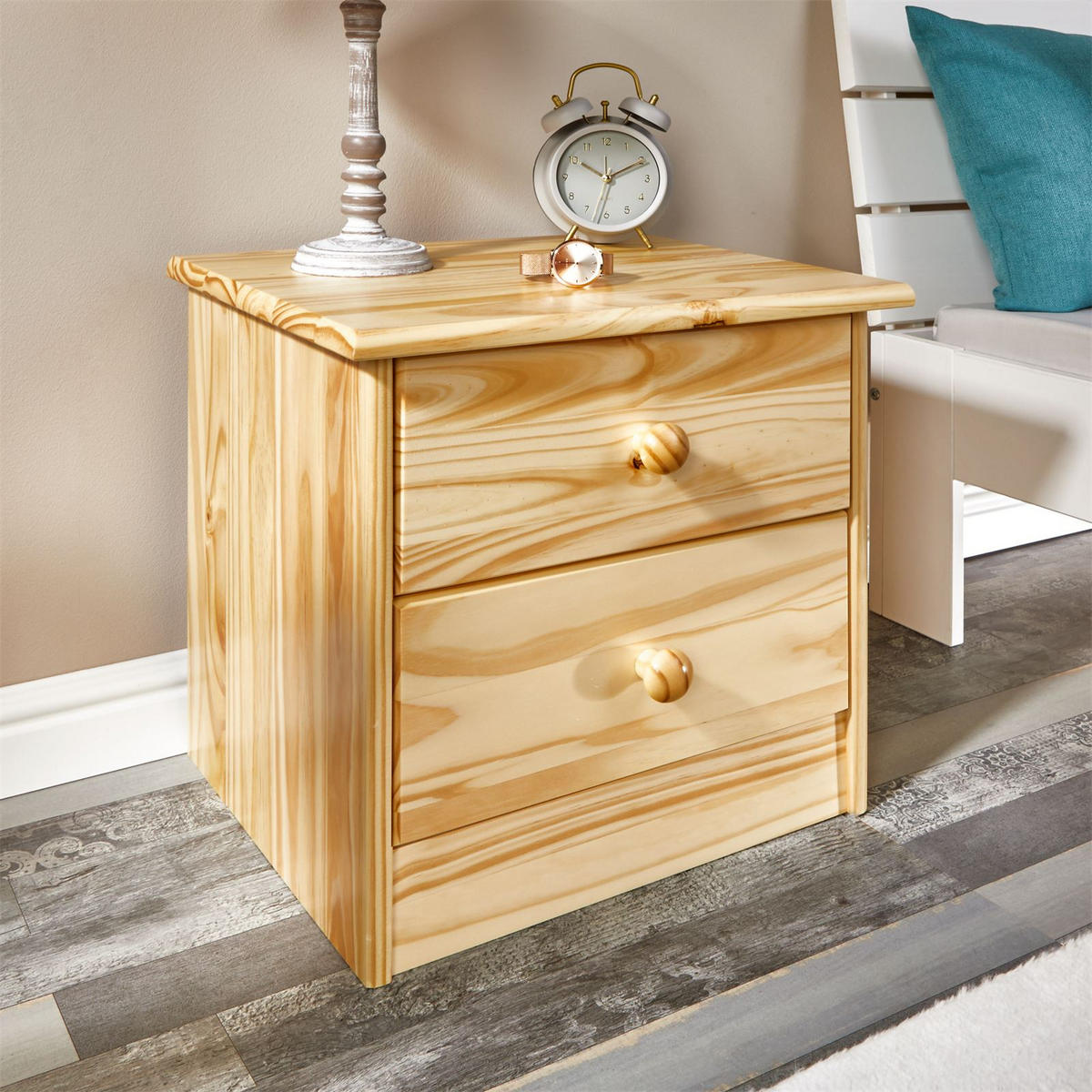 NACHTTISCH RONDO natur - Naturfarben, Holz (43/41/35cm) - IDIMEX