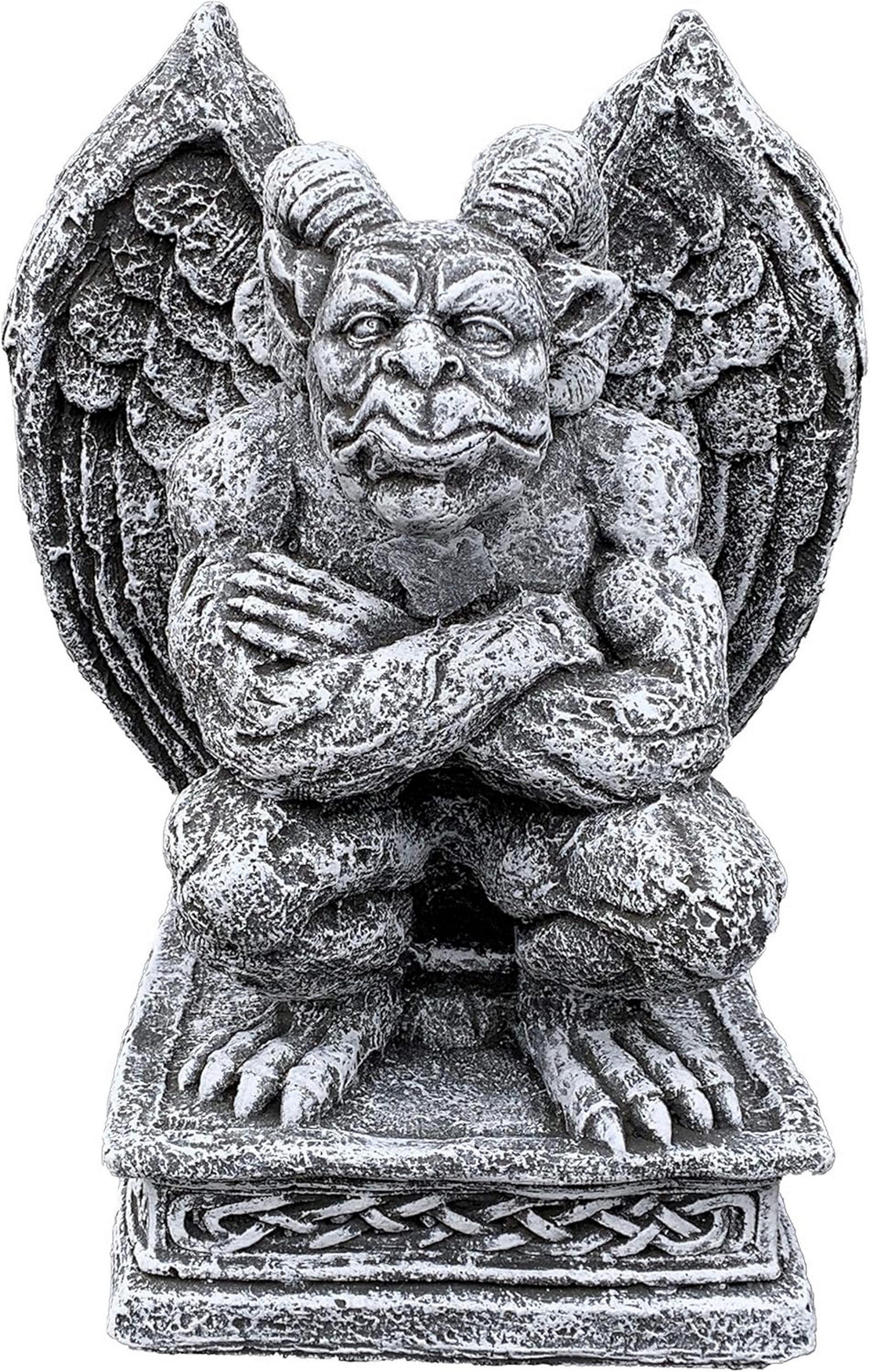STEINFIGUR hockender Gargoyle frostfest Steinguss - Grau, Stein (17/31/17cm) - stoneandstyle
