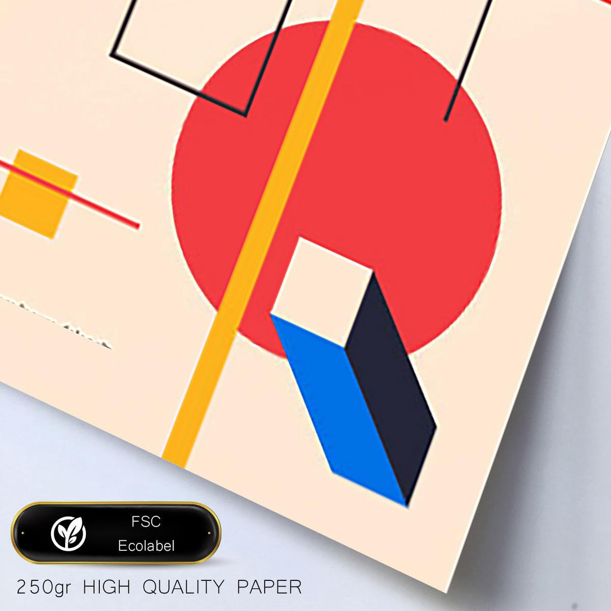 POSTER Set Mit 6 Bauhaus-Stil 3 Geometrisch Größe A3 & A4 Rahmen aus hellem Holz - Beige, Papier (29.7/1cm) - Nacnic