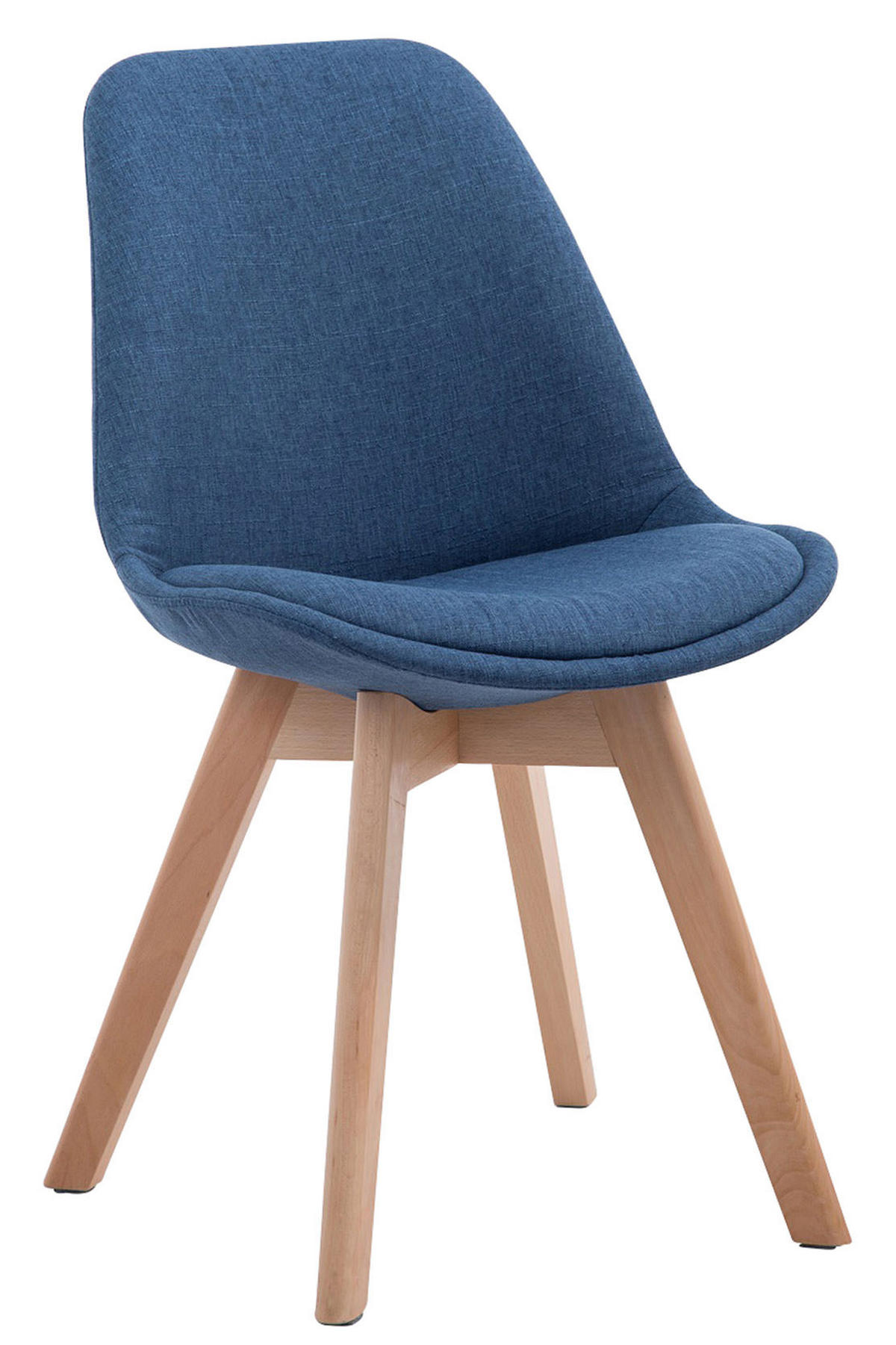 STUHL 4er Set Stoff blau - Blau/Eukalyptusholzfarben, Holz/Textil (48/84/55cm) - CLP