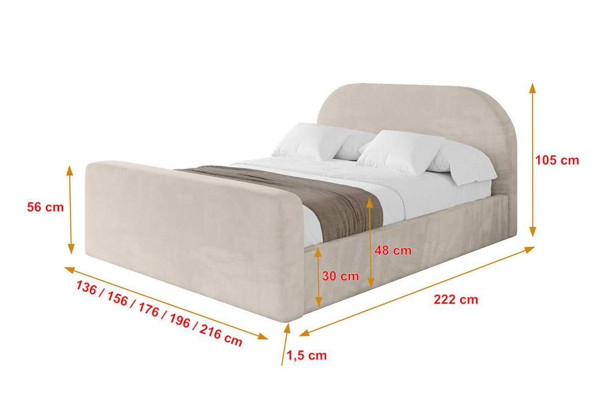 POLSTERBETT mit Bettkasten, Fußteil und Lattenrost, Boxbett mit Matratze H3/H4 - TIVON-Z 120x200 Beige - Beige, Holzwerkstoff/Textil (120/200cm) - ALTDECOR