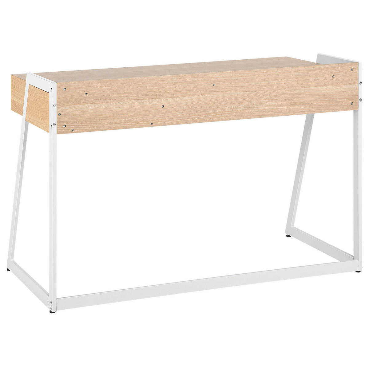 SCHREIBTISCH weiß/heller Holzfarbton 120/60/82 cm Quito - Weiß, Holzwerkstoff (60/120/82cm) - Beliani