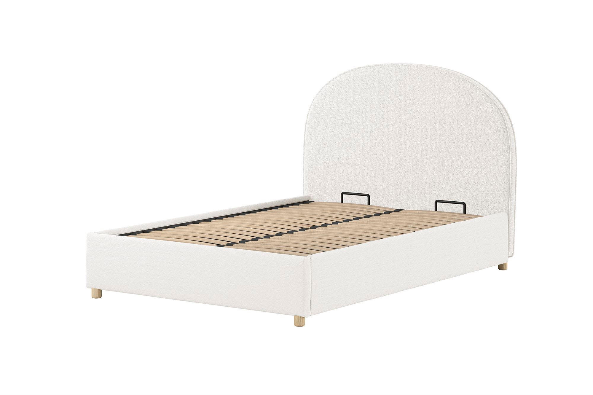 POLSTERBETT Karlotta 140x200 mit Bettkasten Bouclé Stoff weiß - Weiß, Kunststoff (140/200cm) - 58aufmkessel